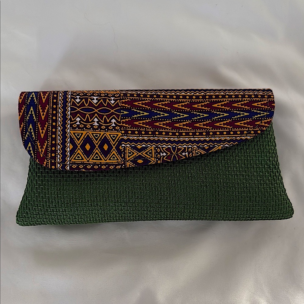 African Green and Multicolor Clutch Bag